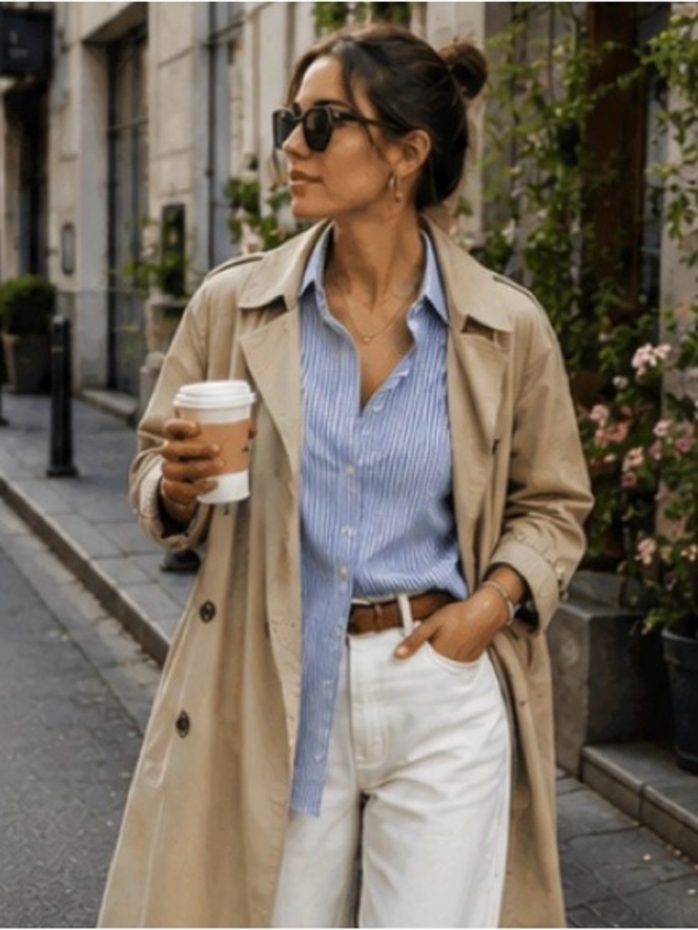 Per Se Blue and White Striped Button-Down Shirt